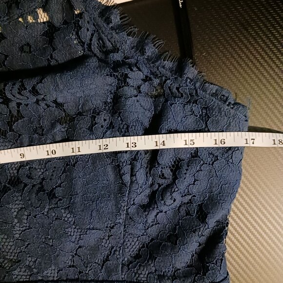 Lulus Dance All‎ Evening Navy Blue Lace Open-Back Maxi Dress Size L - Picture 12 of 14